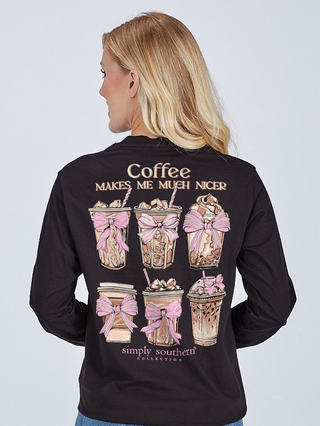 Coffee Makes Me Much Nicer Top In Black