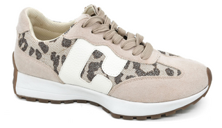 Corkys No Prob Sneakers In Tan Sparkle Leopard