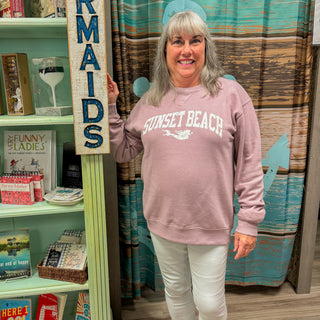 Mermaid Crew Neck Sweatshirt Sunset Beach in Mauve