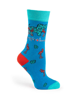 Flamingo Palm Pup Adult Crew Sock