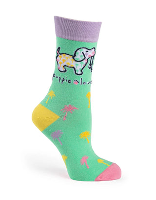 Rainbow Palm Trees Pup Adult Crew Sock