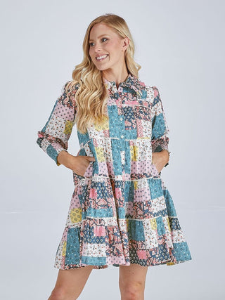 We Can't Talk Babydoll Dress in Quilt
