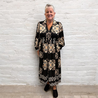 Never Tied Down Midi Dress in Black