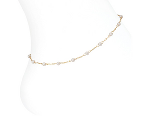 Gold and Pearl Stations Anklet