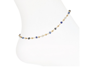 Anklet-Gold Blue Clear