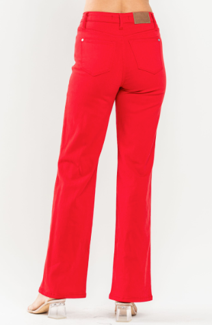 High Waist Straight Red Jeans By Judy Blue