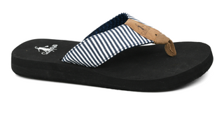 Corkys Summer Break Flip Flop In Navy White Stripe