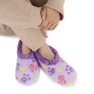 Womens Pet Lovers Paw Prints Slippers