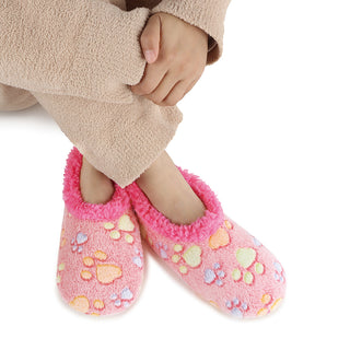 Womens Pet Lovers Paw Prints Slippers