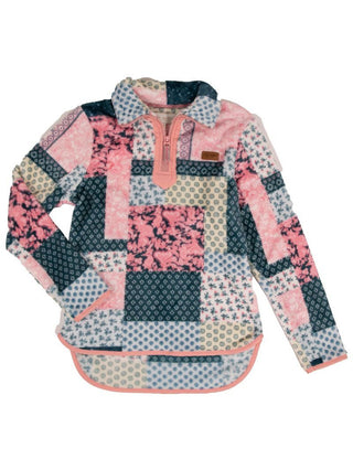 Youth Play On Y Neck Zip Pullover in Quilt