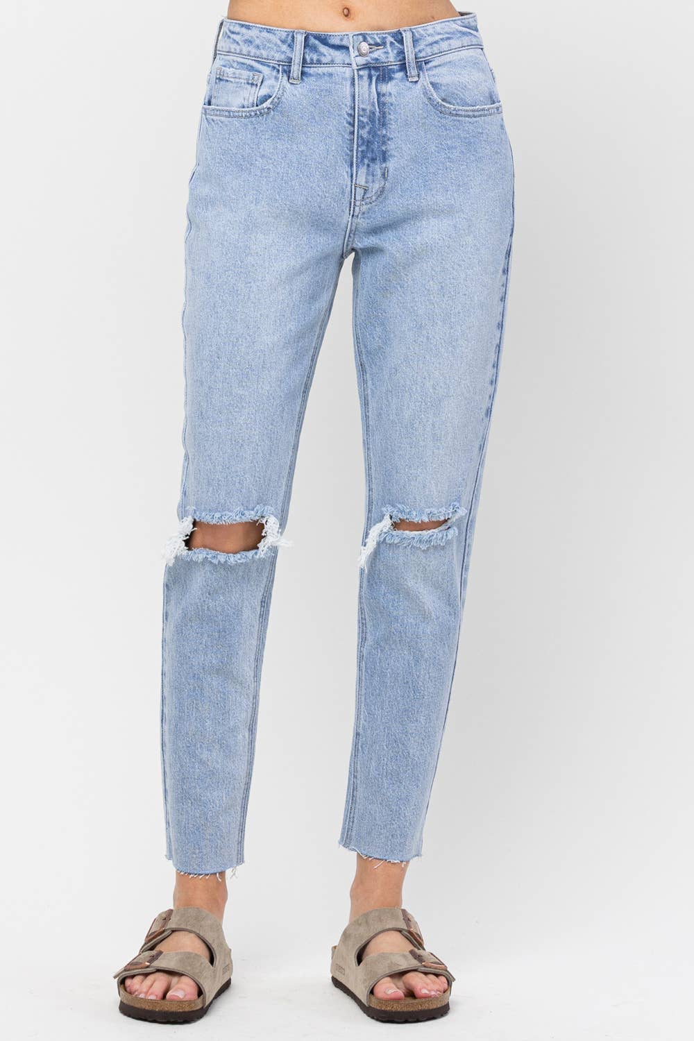 Artemis Vintage High Rise Mom Jeans - Medium Wash Distressed