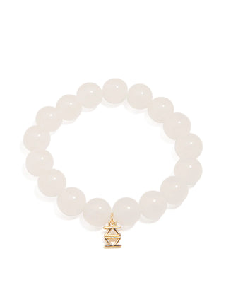 Glass Bead Stretch Bracelet in White
