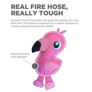 Outward Hound Fire Biterz Flamingo Durable Dog Toy Pink Small