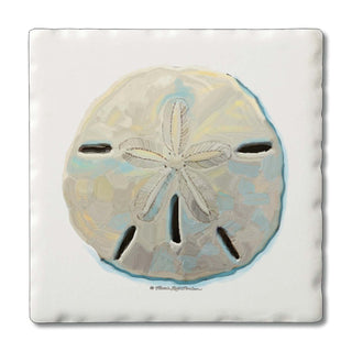 Colorful Sand Dollar Absorbent Tumbled Tile Coaster 4pk