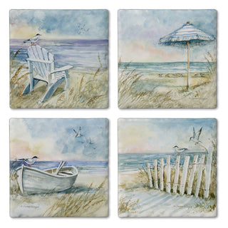 "Coastal Sanctuary" 4 Pack Assorted Image Coaster Set
