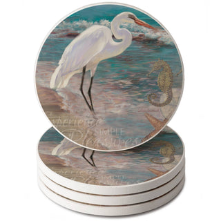 Experience Heron Round Absorbent Stone Coaster 4pk