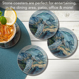 Thirstystone "Kona Sea Turtles" Round Stone Coaster 4pk