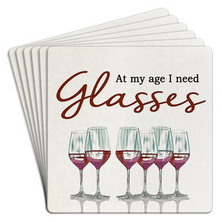 Bar Coaster Pack of 6| At my age I need glasses