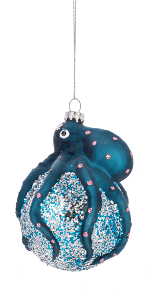 Glittered Octopus Ornament