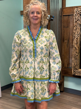 Tea With Friends Dress In Blue