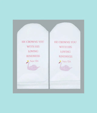 Standing on the Word Socks Swan with verse: Psalm 103:4 He Crowns You