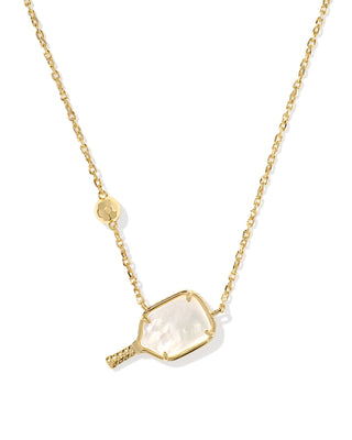 Pickleball Short Pendant Necklace In Gold Ivory Mother Of Pearl