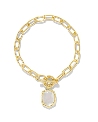 Daphne Link & Chain Bracelet In Gold/Ivory Mother Of Pearl