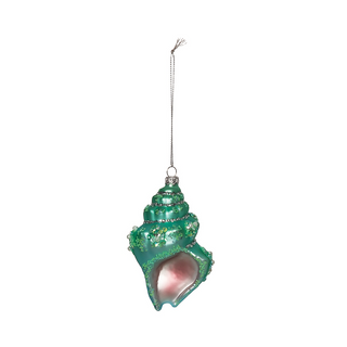 Green Shell Glass Ornament