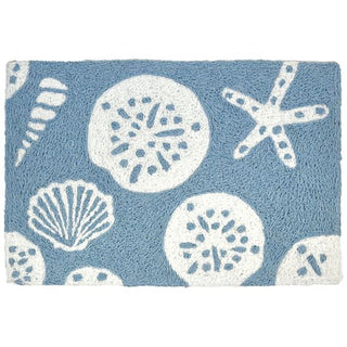 White Shells on Blue Rug