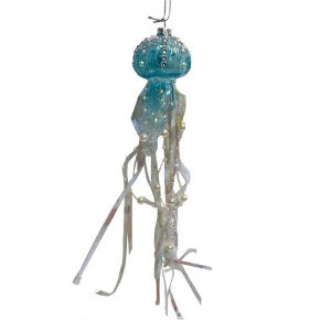 Beaded Glass Blue Jellyfish Ornament