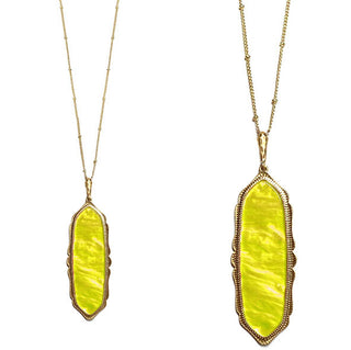 Acrylic Pointed Oval Pendant Necklace - Lemon