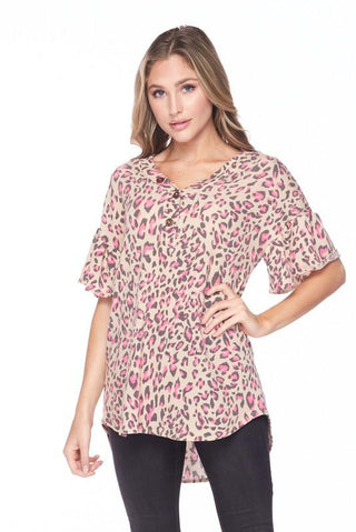 Button Up Khaki Leopard Top