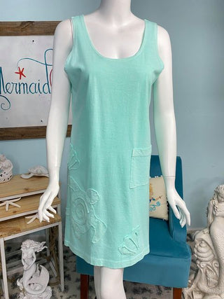 Turtle Tank Dress in Aqua - Final Sale