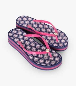 Wedge Flip Flops - Floral Mandala - Final Sale