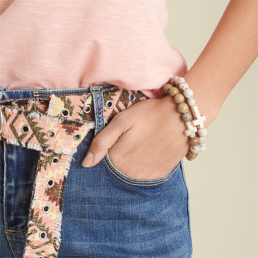 Gemstone Crystal Stretch Cross Bracelet *6 colors* Mermaid Cove