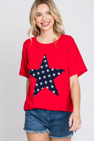 Star Patch Top in Red