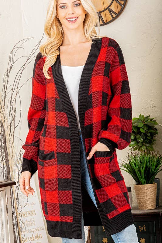 Two Tone Buffalo Plaid Cardigan main image 0
