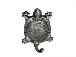 Rustic Silver Cast Iron Turtle Hook 6"