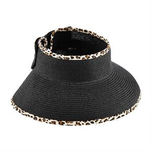 Leopard Trim Bow Visor - Available in 3 Colors