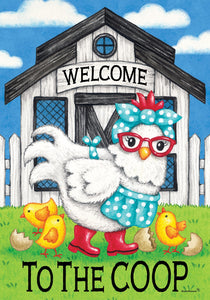 Chicken Coop Garden Flag