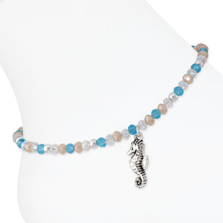 Silver Sea Horse w Beads Anklets