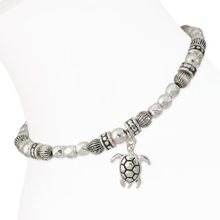 Silver beaded with Turtle Anklet