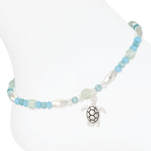 Blue Bead Turtle Anklet