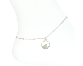 Anklet-Silver Sea Glass Wave