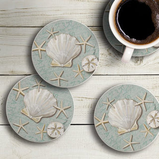 Linen Shells Round 4 Pack Coaster Set