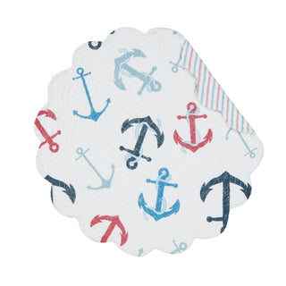 Anchors Away Quilted Round Reversible Placemat