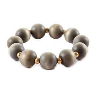 Stretch Wood Beaded Bracelet in Gray