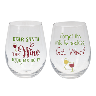Holiday Stemless Wine Glass - Available in 2 sayings! Final Sale