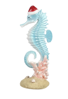 RESIN NAUTICAL CHRISTMAS SEAHORSE DECOR