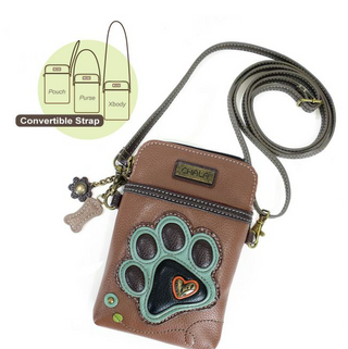 Teal Paw Print Cellphone Crossbody